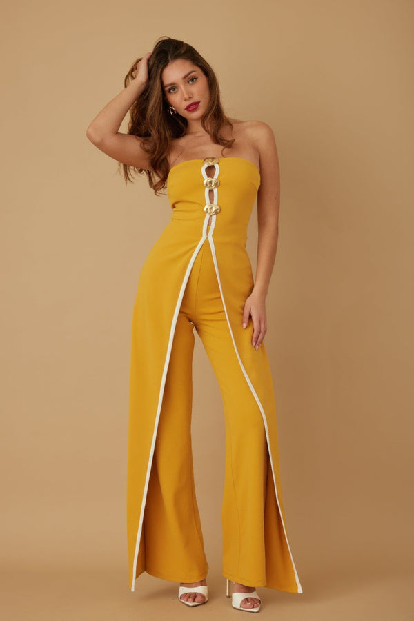 Double Flap Layer Strapless Jumpsuit - Jumpsuit - SmartBuyApparel