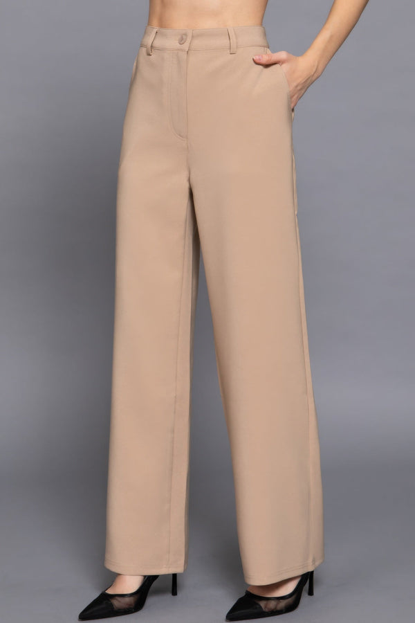 Elastic straight woven long pants - Women's Pants - SmartBuyApparel