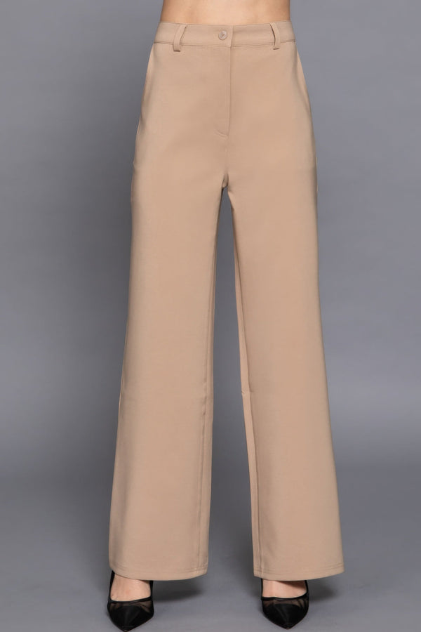 Elastic straight woven long pants - Women's Pants - SmartBuyApparel