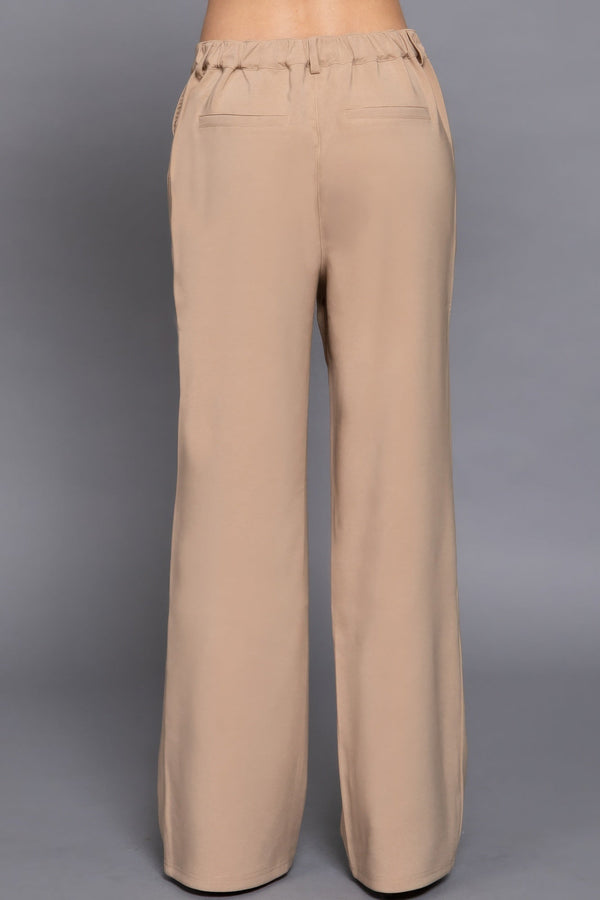 Elastic straight woven long pants - Women's Pants - SmartBuyApparel