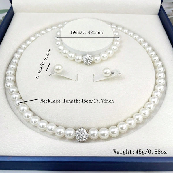 Elegant 4 - Piece Pearl Jewelry Set: Necklace, Earrings, and Bracelet - SmartBuyApparel - Women Jewelry Sets