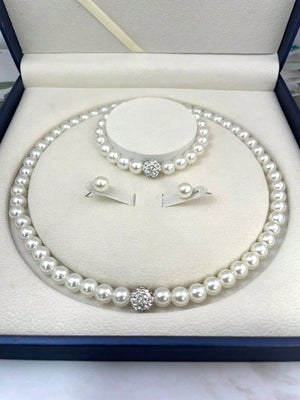 Elegant 4 - Piece Pearl Jewelry Set: Necklace, Earrings, and Bracelet - SmartBuyApparel - Women Jewelry Sets