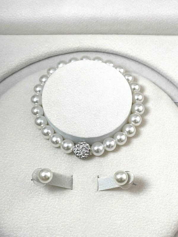 Elegant 4 - Piece Pearl Jewelry Set: Necklace, Earrings, and Bracelet - SmartBuyApparel - Women Jewelry Sets