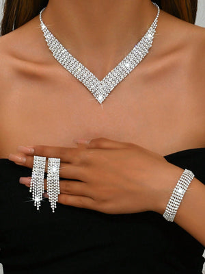 Elegant Bridal Jewelry Set: Necklace, Earrings, Bracelet - SmartBuyApparel - Women Jewelry Sets