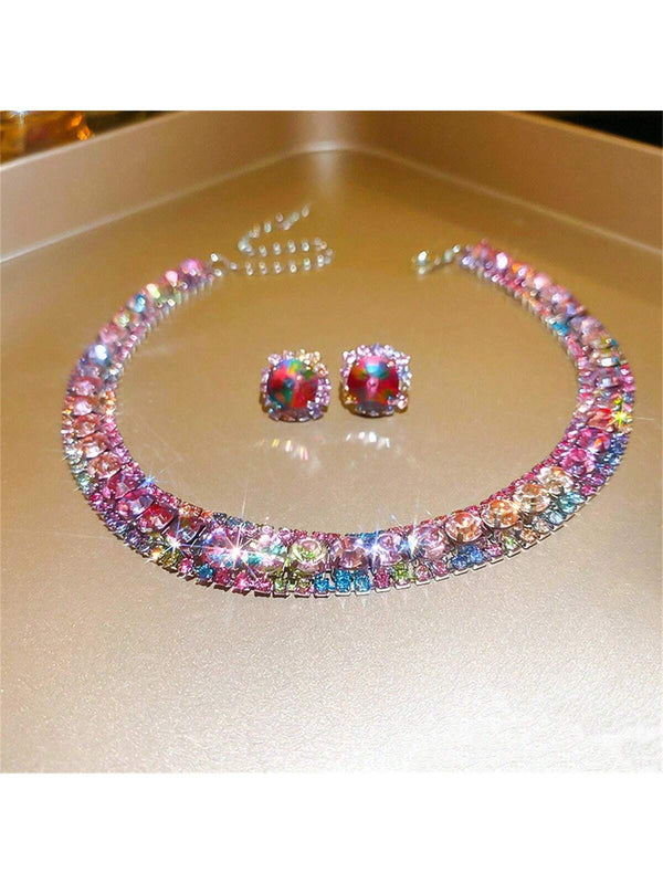 Elegant Crystal Jewelry Set: Dazzling Necklace and Earrings - SmartBuyApparel - Women Jewelry Sets