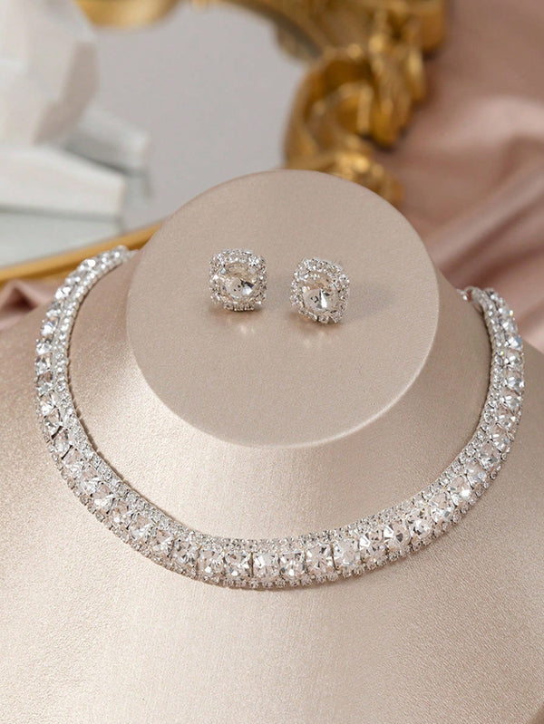 Elegant Crystal Jewelry Set: Dazzling Necklace and Earrings - SmartBuyApparel - Women Jewelry Sets