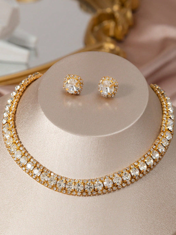 Elegant Crystal Jewelry Set: Dazzling Necklace and Earrings - SmartBuyApparel - Women Jewelry Sets