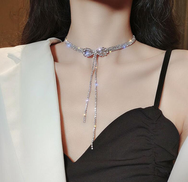 Fashion Shining Full Rhinestone Choker Necklaces For Women Geometric Simple Luxury Crystal Necklaces Statement Jewelry - SmartBuyApparel - 