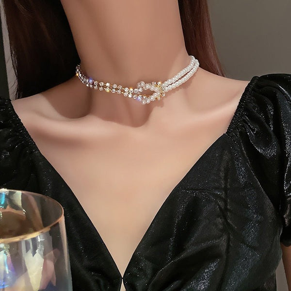 Fashion Shining Full Rhinestone Choker Necklaces For Women Geometric Simple Luxury Crystal Necklaces Statement Jewelry - SmartBuyApparel - 