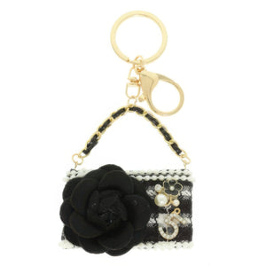 Fashionista Rose Pearl Charm Keychain - | SmartBuyApparel