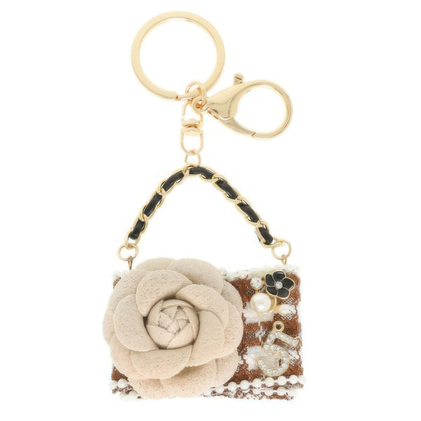 Fashionista Rose Pearl Charm Keychain - | SmartBuyApparel