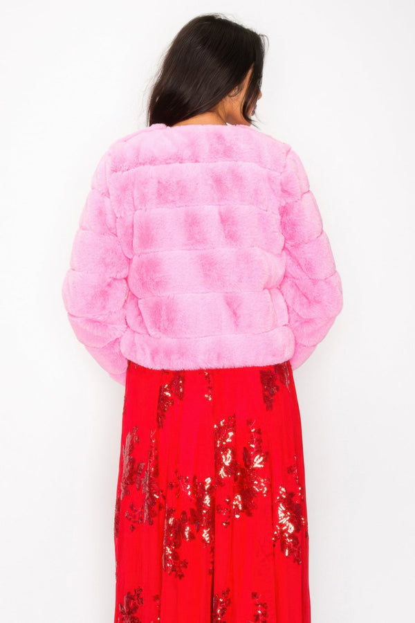 Faux Fur Buttoned Quilted Jacket - Women's jacket - SmartBuyApparel