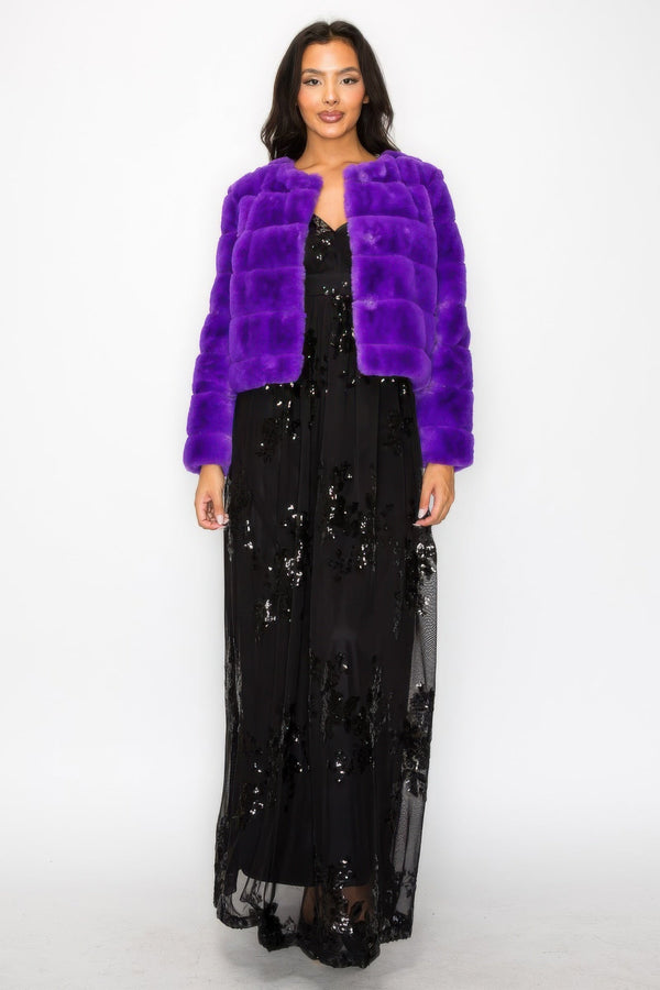 Faux Fur Buttoned Quilted Jacket - Women's jacket - SmartBuyApparel