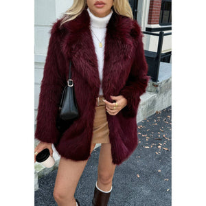 Faux Fur Fuzzy Fleece Lapel Open Front Coat - Women's coat - SmartBuyApparel