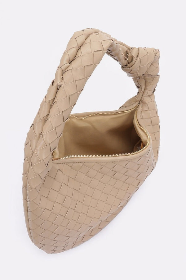 Faux Leather Braided Big Hobo Bag - | SmartBuyApparel