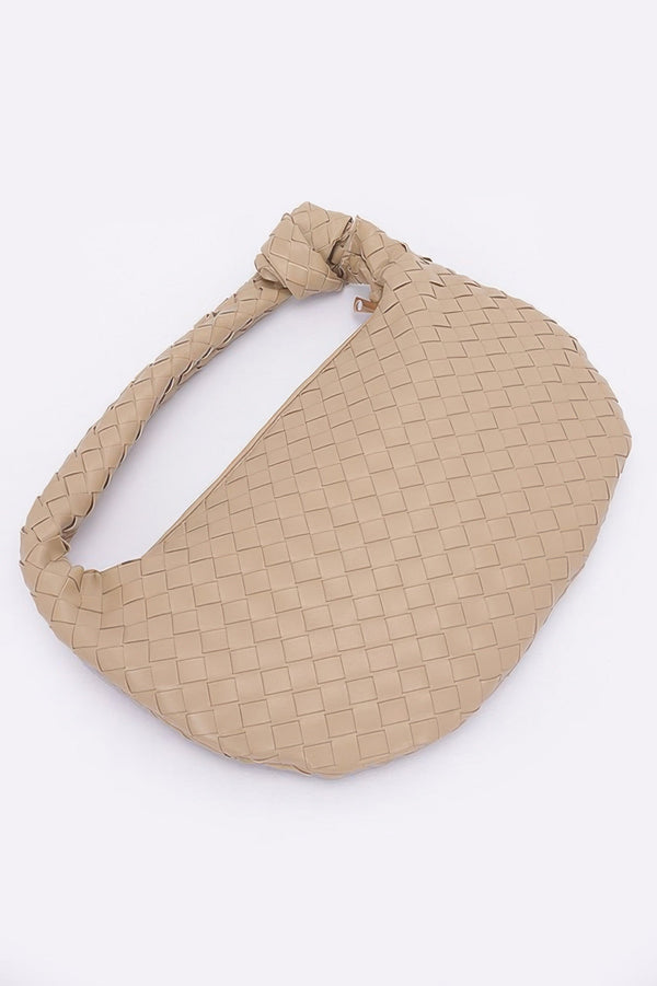 Faux Leather Braided Big Hobo Bag - | SmartBuyApparel