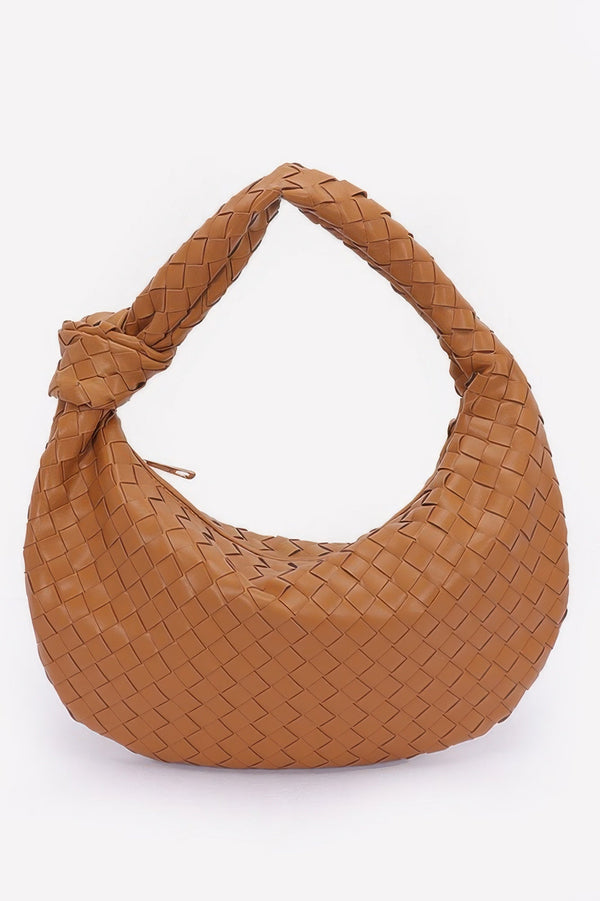 Faux Leather Braided Big Hobo Bag - | SmartBuyApparel