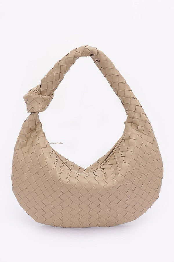 Faux Leather Braided Big Hobo Bag - | SmartBuyApparel