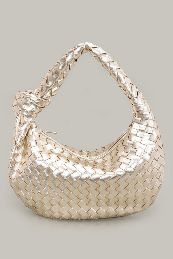 Faux Leather Braided Big Hobo Bag - | SmartBuyApparel