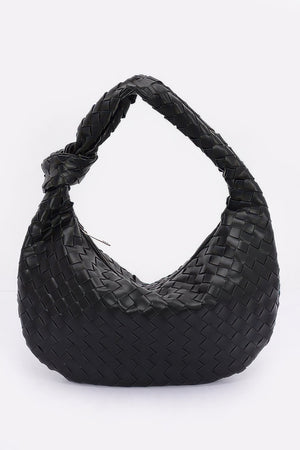 Faux Leather Braided Big Hobo Bag - | SmartBuyApparel