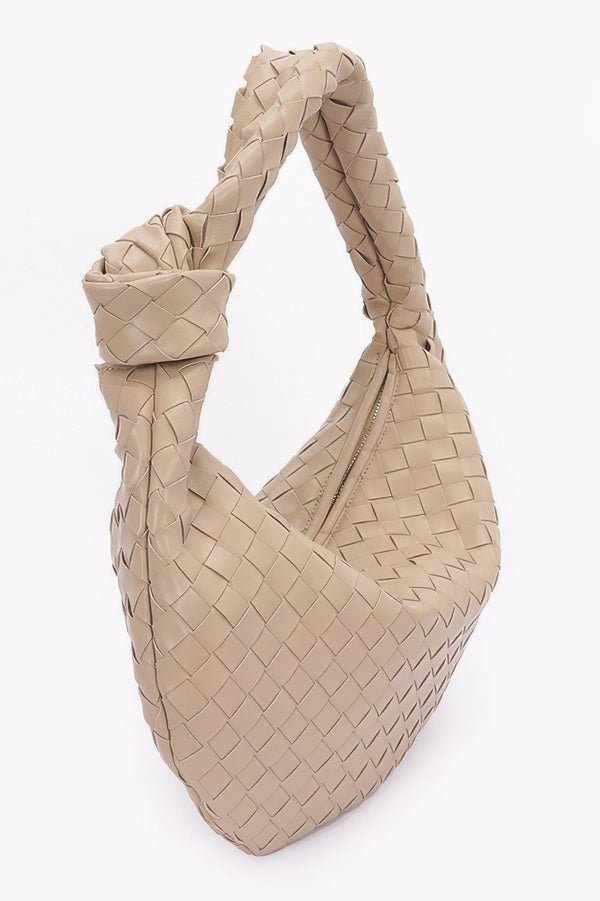 Faux Leather Braided Big Hobo Bag - | SmartBuyApparel