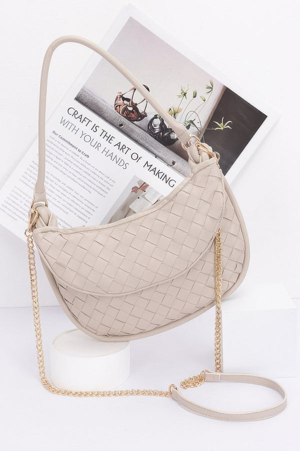 Faux Leather Braided Double Hobo Bag - | SmartBuyApparel