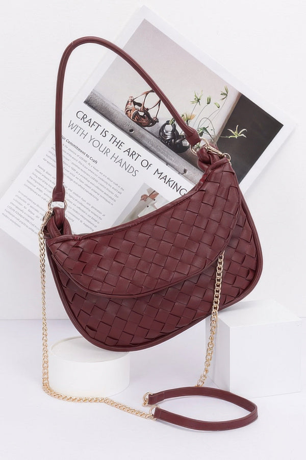 Faux Leather Braided Double Hobo Bag - | SmartBuyApparel