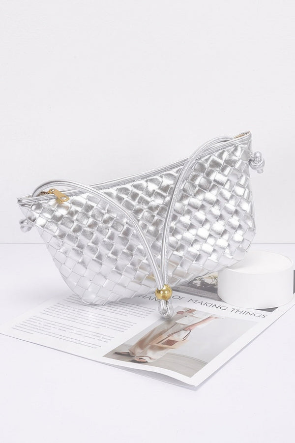 Faux Leather Braided Wrist And Shoulder Bag - | SmartBuyApparel