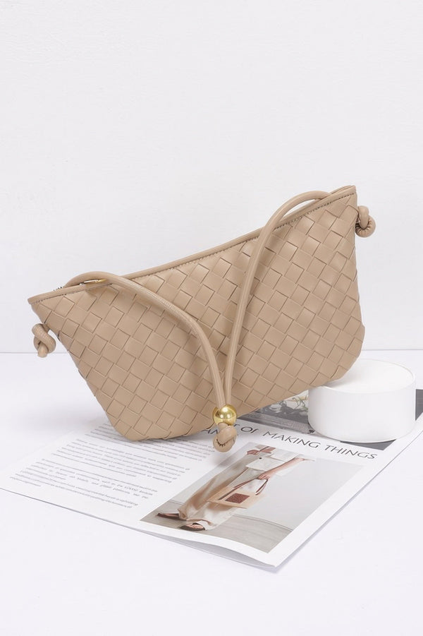 Faux Leather Braided Wrist And Shoulder Bag - | SmartBuyApparel