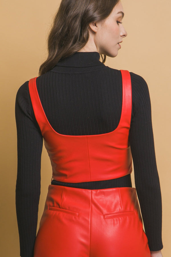 Faux Leather Corsetry - Women's top - SmartBuyApparel