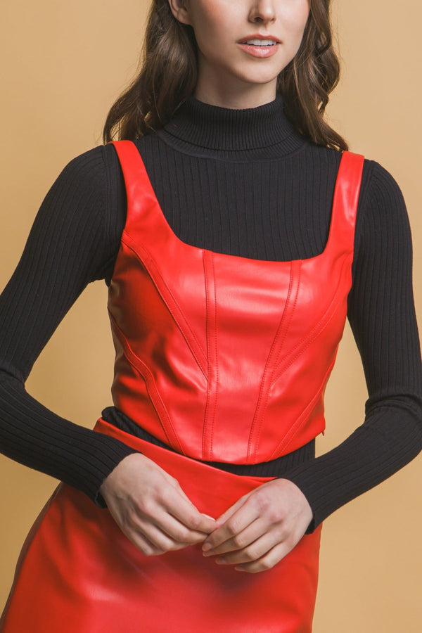 Faux Leather Corsetry - Women's top - SmartBuyApparel