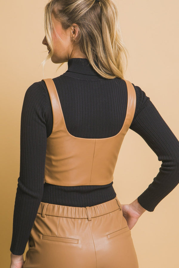 Faux Leather Corsetry - Women's top - SmartBuyApparel