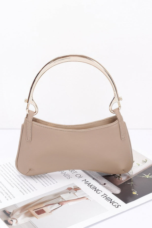 Faux Leather Metal Handle Zip Clutch - | SmartBuyApparel