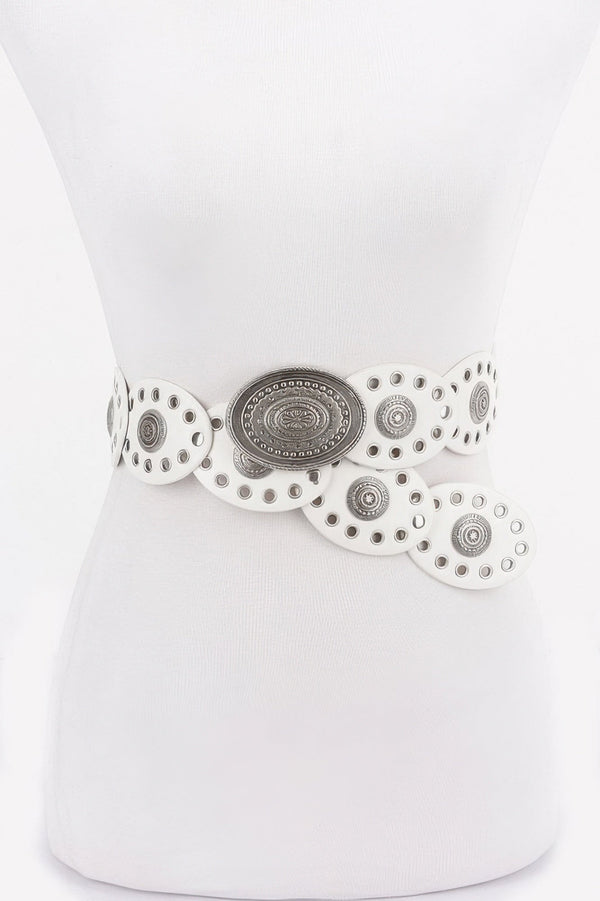 Faux Leather Oval Shape Vintage Belt - | SmartBuyApparel