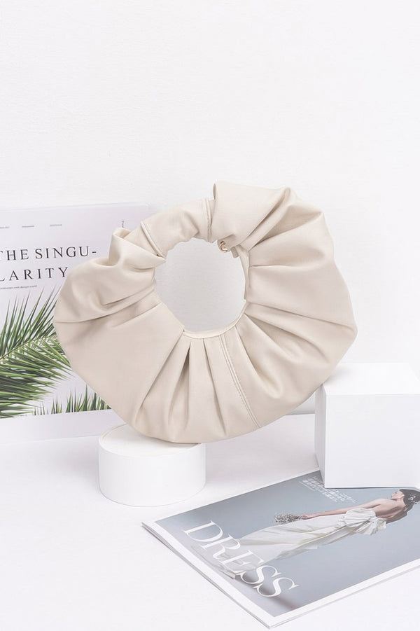 Faux Leather Pleated Handle Clutch - | SmartBuyApparel