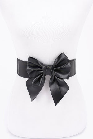 Faux Leather Ribbon Elastic Belt - | SmartBuyApparel