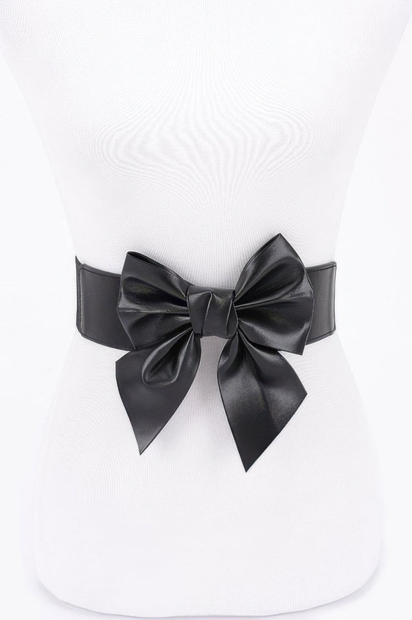 Faux Leather Ribbon Elastic Belt - | SmartBuyApparel
