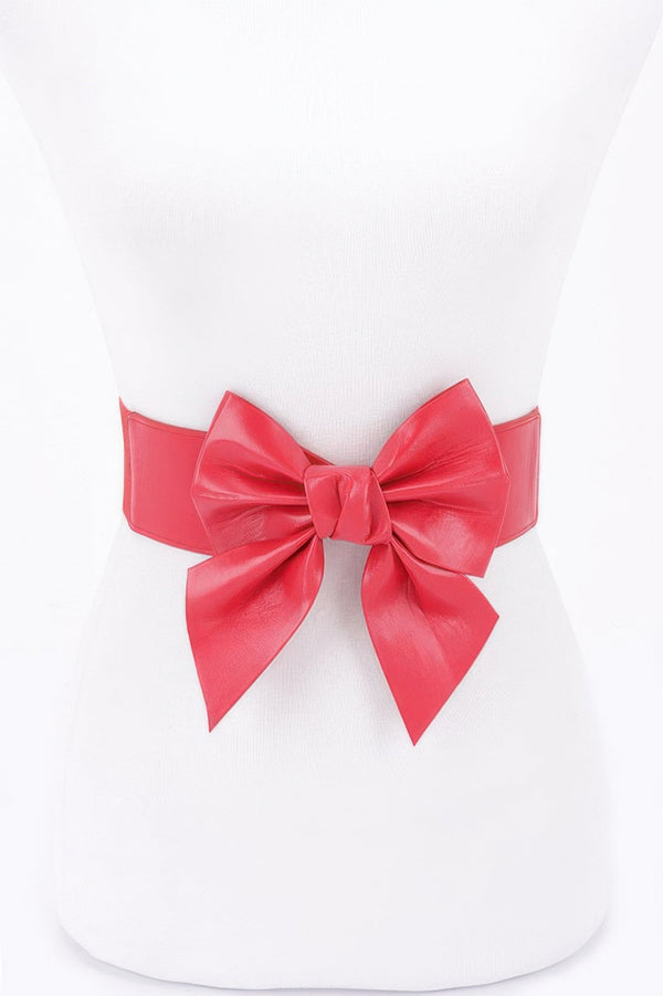 Faux Leather Ribbon Elastic Belt - | SmartBuyApparel