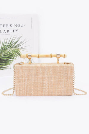 Faux Straw Bamboo Handle Case Bag - | SmartBuyApparel