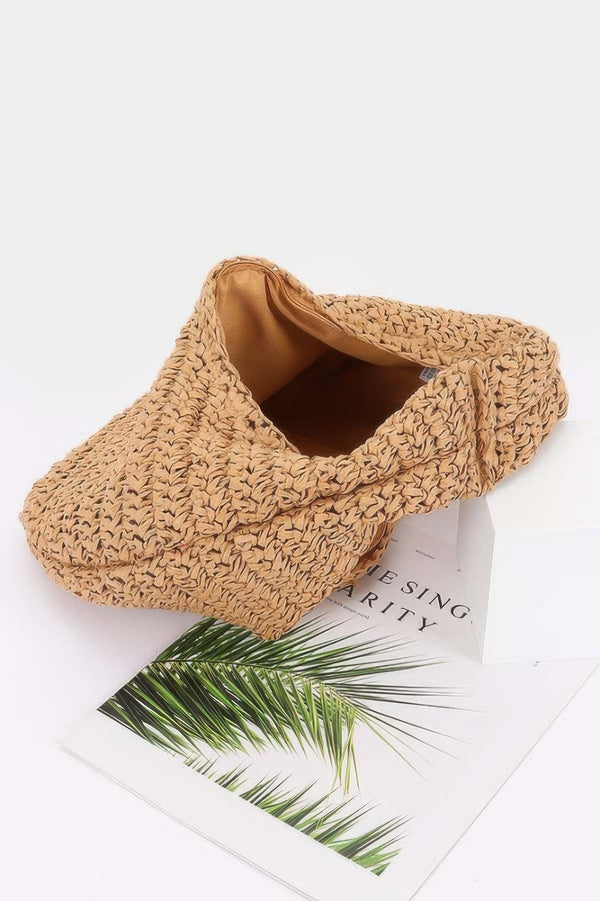 Faux Straw Braided Bindle Bag - | SmartBuyApparel