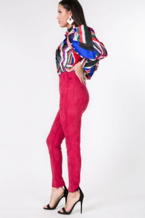 Faux Suede Skinny Pants - Women's Pants - SmartBuyApparel