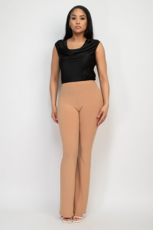 Fit And Flare Elastic Casual Pants - Women's Pants - SmartBuyApparel