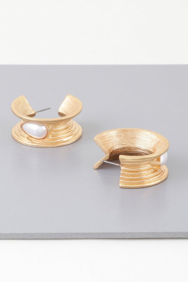 Flared Pearl Teardrop Hoop Earrings - | SmartBuyApparel