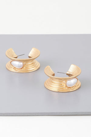 Flared Pearl Teardrop Hoop Earrings - | SmartBuyApparel
