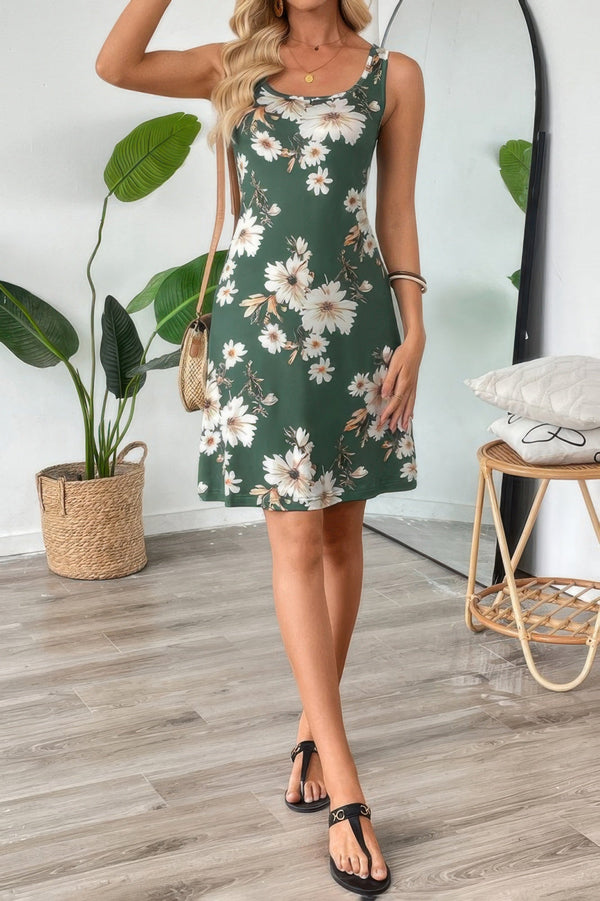 Floral Print Sleeveless Cami Bodycon Midi Dress - | SmartBuyApparel