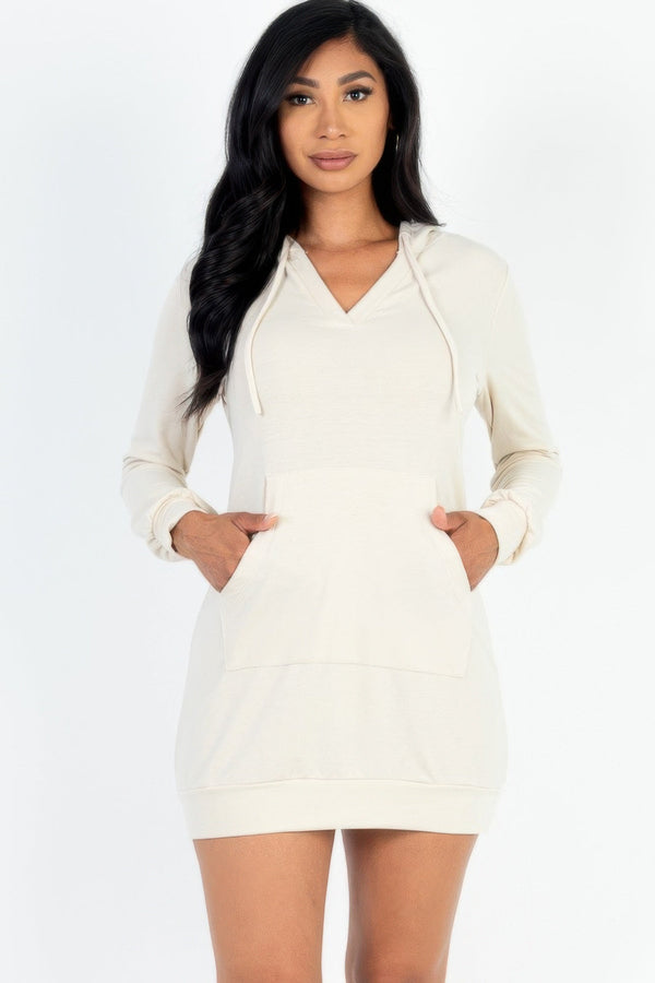 French Terry Hoodie Mini Dress - Dress - SmartBuyApparel