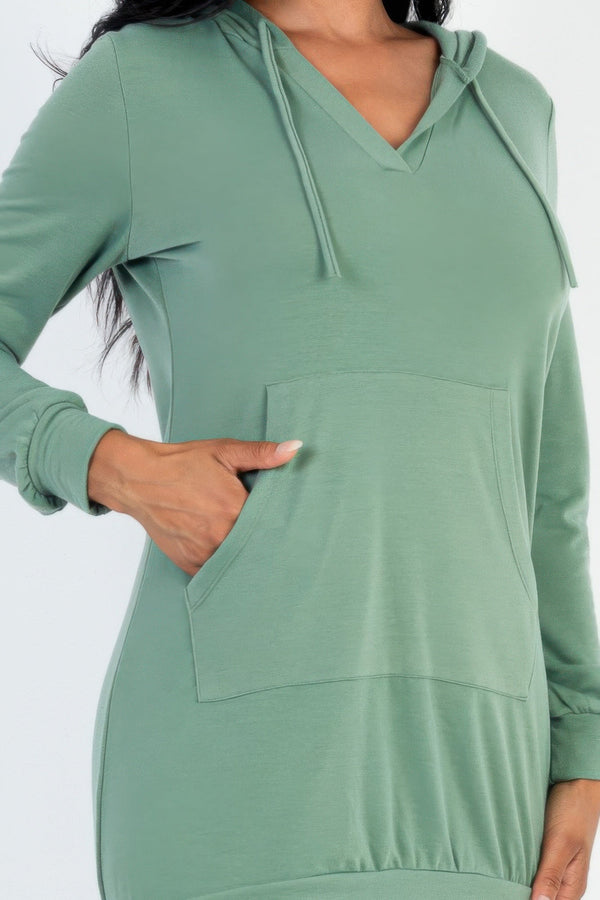 French Terry Hoodie Mini Dress - Dress - SmartBuyApparel