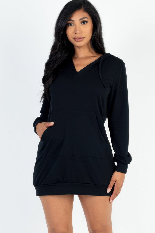 French Terry Hoodie Mini Dress - Dress - SmartBuyApparel