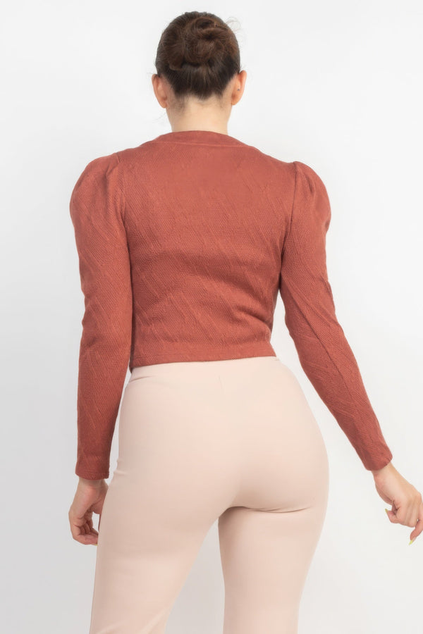 Geometric Cami Puff Sleeves Blazer Top Set - Women's set - SmartBuyApparel