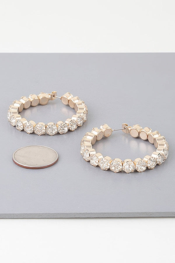 Geometric Rhinestone Cut Hoop Earrings - | SmartBuyApparel